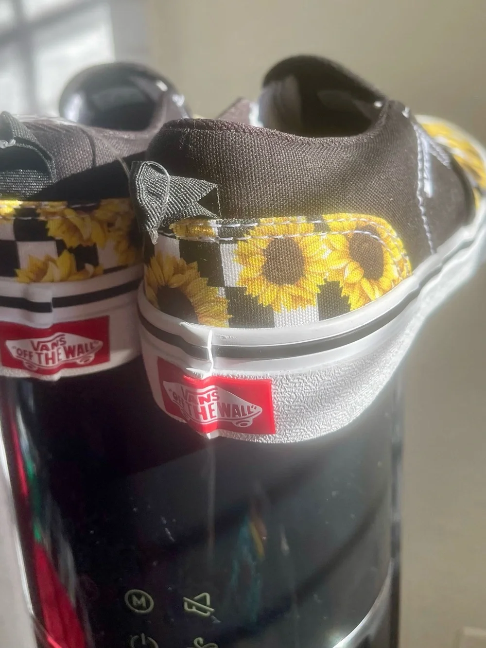 Vans Kids Slip-On Sneakers with Yellow Sunflower Check Print